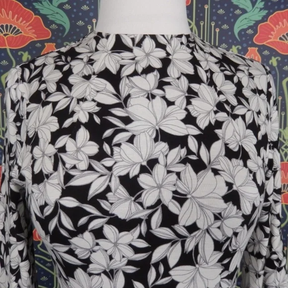 Alice + Olivia Delora Black White Floral Pencil Knit Dress 6